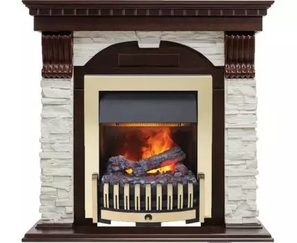 Каминокомплект Dublin - Темный дуб / Сланец белый с очагом Danville Brass FB2