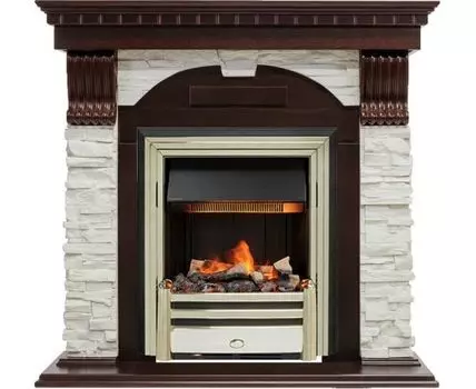 Каминокомплект Dublin - Темный дуб / Сланец белый с очагом Cavendish