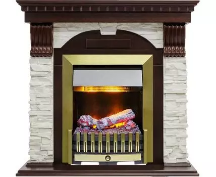 Каминокомплект Dublin - Темный дуб / Сланец белый с очагом Danville Antique Brass FB2