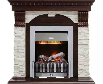 Каминокомплект Dublin - Темный дуб / Сланец белый с очагом Danville Chrome FB2