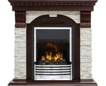 Каминокомплект Dublin - Темный дуб / Сланец белый с очагом Flagstaff