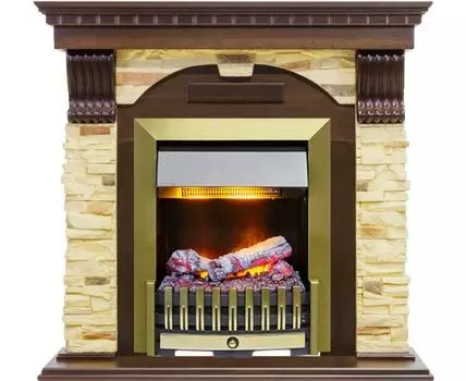 Каминокомплект Dublin - Темный дуб / Сланец с очагом Danville Antique Brass FB2