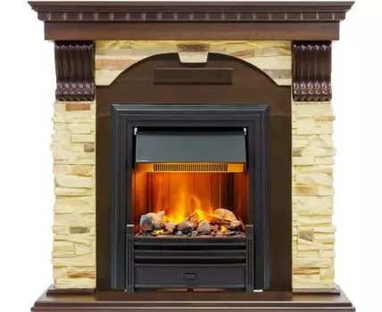 Каминокомплект Dublin - Темный дуб / Сланец с очагом Brookline Black