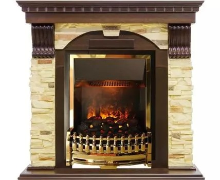 Каминокомплект Dublin - Темный дуб / Сланец с очагом Atherton