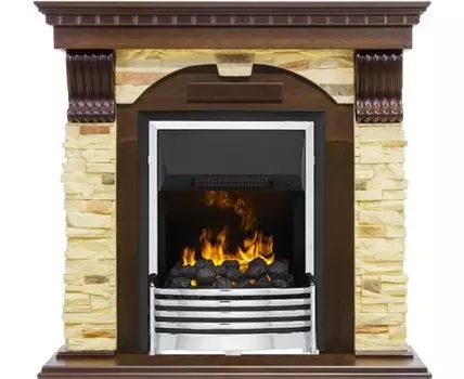 Каминокомплект Dublin - Темный дуб / Сланец с очагом Flagstaff