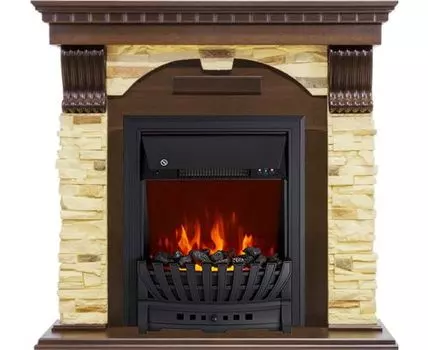 Каминокомплект Dublin - Темный дуб / Сланец с очагом Aspen Black