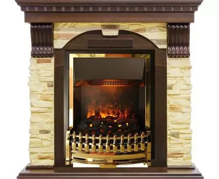 Каминокомплект Dublin угловой - Темный дуб / Сланец с очагом Atherton