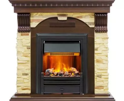 Каминокомплект Dublin угловой - Темный дуб / Сланец с очагом Brookline Black