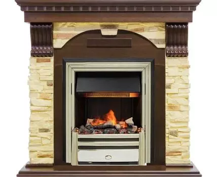 Каминокомплект Dublin угловой - Темный дуб / Сланец с очагом Cavendish