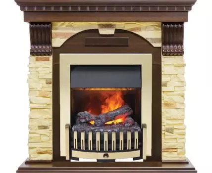 Каминокомплект Dublin угловой - Темный дуб / Сланец с очагом Danville Brass FB2