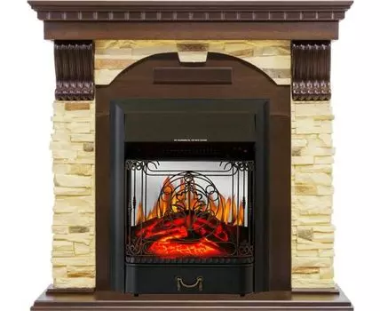 Каминокомплект Dublin угловой - Темный дуб / Сланец с очагом Majestic FX M Black