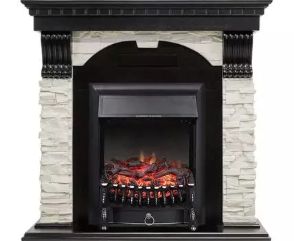 Каминокомплект Dublin - Венге / Сланец белый с очагом Fobos FX Black