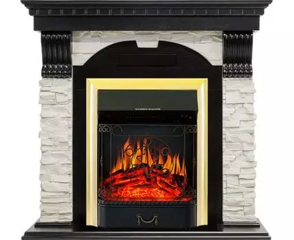 Каминокомплект Dublin - Венге / Сланец белый с очагом Majestic FX Brass