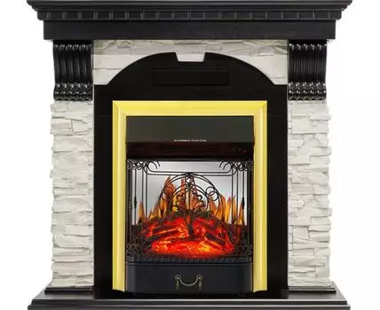 Каминокомплект Dublin - Венге / Сланец белый с очагом Majestic FX M Brass