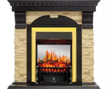 Каминокомплект Dublin - Венге / Сланец с очагом Fobos FX M Brass