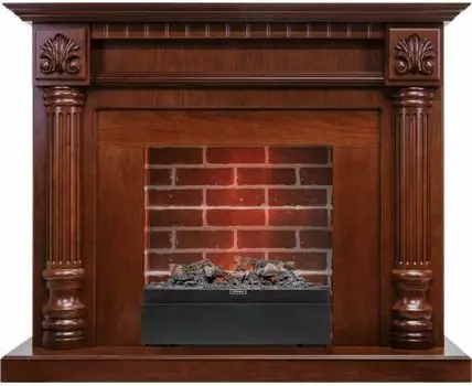 Каминокомплект Edinburg - Орех / Кирпич с очагом Juneau