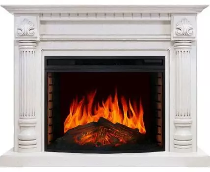 Каминокомплект Edinburg - Слоновая кость с патиной с очагом Dioramic 33 LED FX