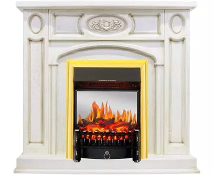 Каминокомплект Florence - Слоновая кость с патиной с очагом Fobos FX M Brass