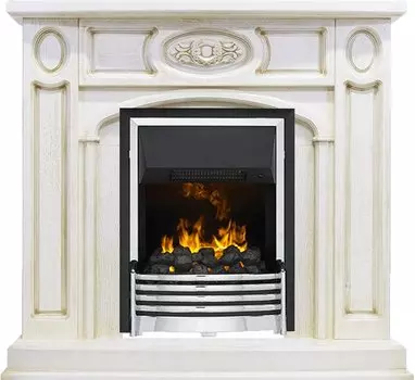 Каминокомплект Florence - Слоновая кость с патиной с очагом Flagstaff