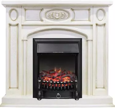 Каминокомплект Florence - Слоновая кость с патиной с очагом Fobos FX Black