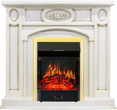 Каминокомплект Florence - Слоновая кость с патиной с очагом Majestic FX Brass