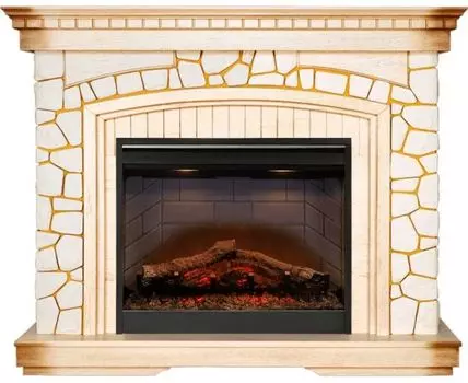 Каминокомплект Glasgow - Слоновая кость, патина / Шампань (Высота 1070мм) с очагом Symphony 26'' DF2608-INT