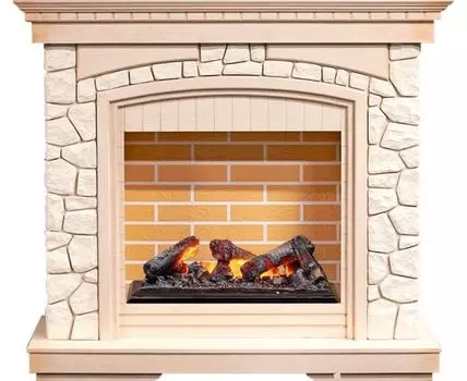 Каминокомплект Glasgow - Слоновая кость с патиной/Белый с очагом Cassette 600 NH