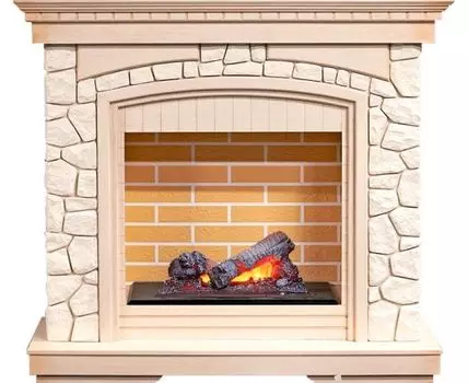 Каминокомплект Glasgow - Слоновая кость с патиной/Белый с очагом Cassette 400 NH