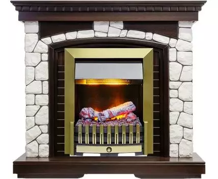 Каминокомплект Glasgow - Темный дуб / Белый с очагом Danville Antique Brass FB2