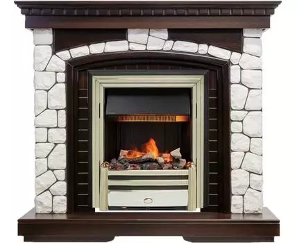 Каминокомплект Glasgow - Темный дуб / Белый с очагом Cavendish