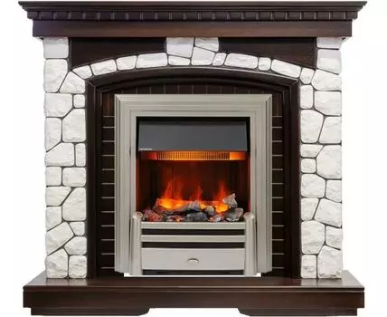Каминокомплект Glasgow - Темный дуб / Белый с очагом Chesford