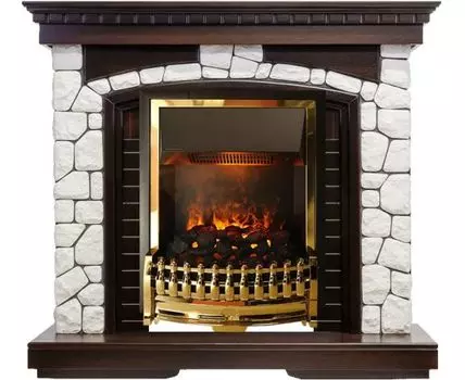 Каминокомплект Glasgow - Темный дуб / Белый с очагом Atherton