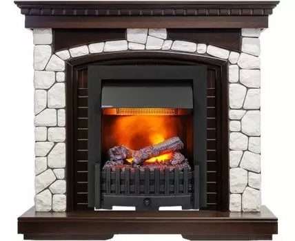 Каминокомплект Glasgow - Темный дуб / Белый с очагом Danville Black FB2