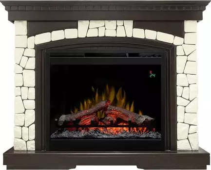 Каминокомплект Glasgow - Темный дуб / Белый (Высота 1070 мм) с очагом Symphony 26'' DF2624L-INT