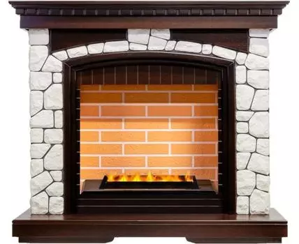 Каминокомплект Glasgow - Темный дуб/Белый (Высота 1080 мм) с очагом Cassette 400 LNH-INT PS (без дров)