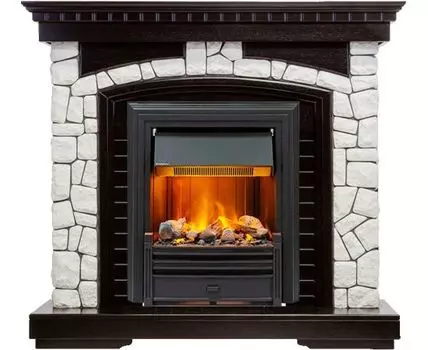 Каминокомплект Glasgow - Венге / Белый с очагом Brookline Black