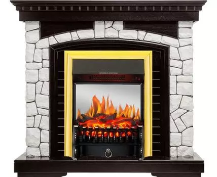 Каминокомплект Glasgow - Венге / Белый с очагом Fobos FX M Brass