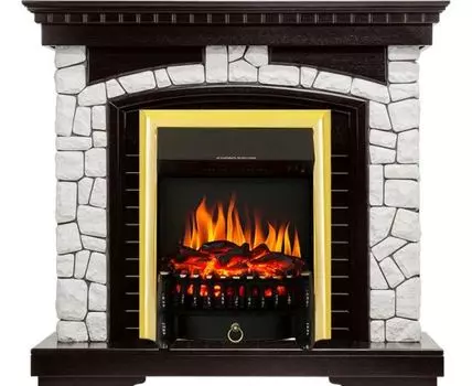 Каминокомплект Glasgow - Венге / Белый с очагом Fobos FX Brass
