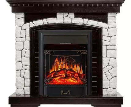 Каминокомплект Glasgow - Венге / Белый с очагом Majestic FX Black