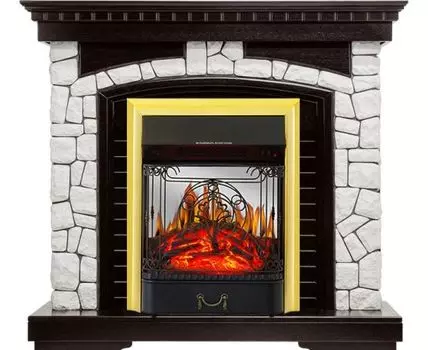 Каминокомплект Glasgow - Венге / Белый с очагом Majestic FX M Brass