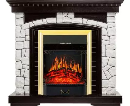 Каминокомплект Glasgow - Венге / Белый с очагом Majestic FX Brass