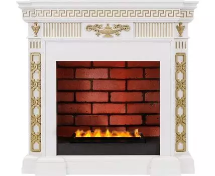 Каминокомплект Greece - Белый с золотом с очагом Cassette 400 LNH-INT PS (без дров)