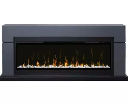 Каминокомплект Lindos (линейный) - Серый графит с очагом Ignite XLF50
