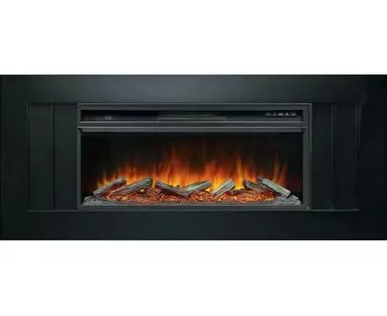 Каминокомплект Line 42 CRM (санд блэк) (Разборный) - Матовый черный с очагом Vision 42 LOG LED