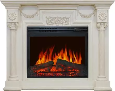 Каминокомплект London - Слоновая кость с патиной (26) с очагом Jupiter FX New