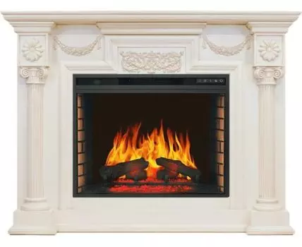 Каминокомплект London - Слоновая кость с патиной с очагом Vision 28 EF LED FX