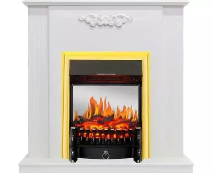 Каминокомплект Lumsden - Белый дуб с очагом Fobos FX M Brass