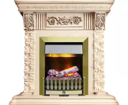 Каминокомплект Luxemburg (каменный) - Сланец/Cлоновая кость с патиной с очагом Danville Antique Brass FB2