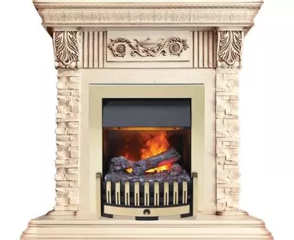 Каминокомплект Luxemburg (каменный) - Сланец/Cлоновая кость с патиной с очагом Danville Brass FB2