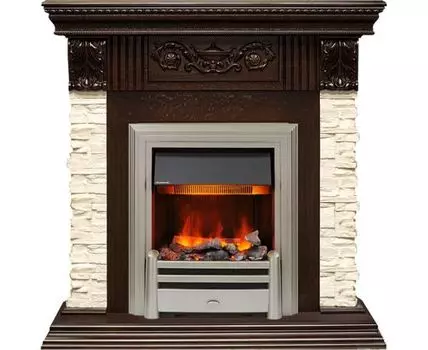 Каминокомплект Luxemburg (каменный) - Сланец/Темный дуб с очагом Chesford